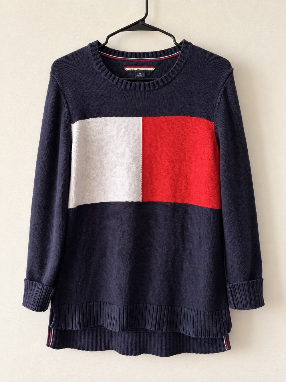Tommy Hilfiger Flag Colorblock Cotton Sweater Tunic | M